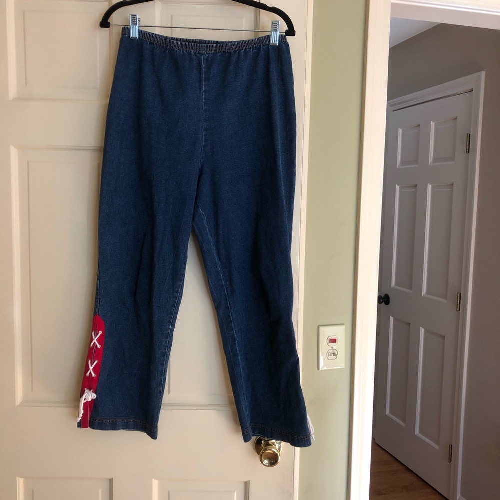 Daniel Cremieux Dark Blue Flared Jeans with Red Side Detail